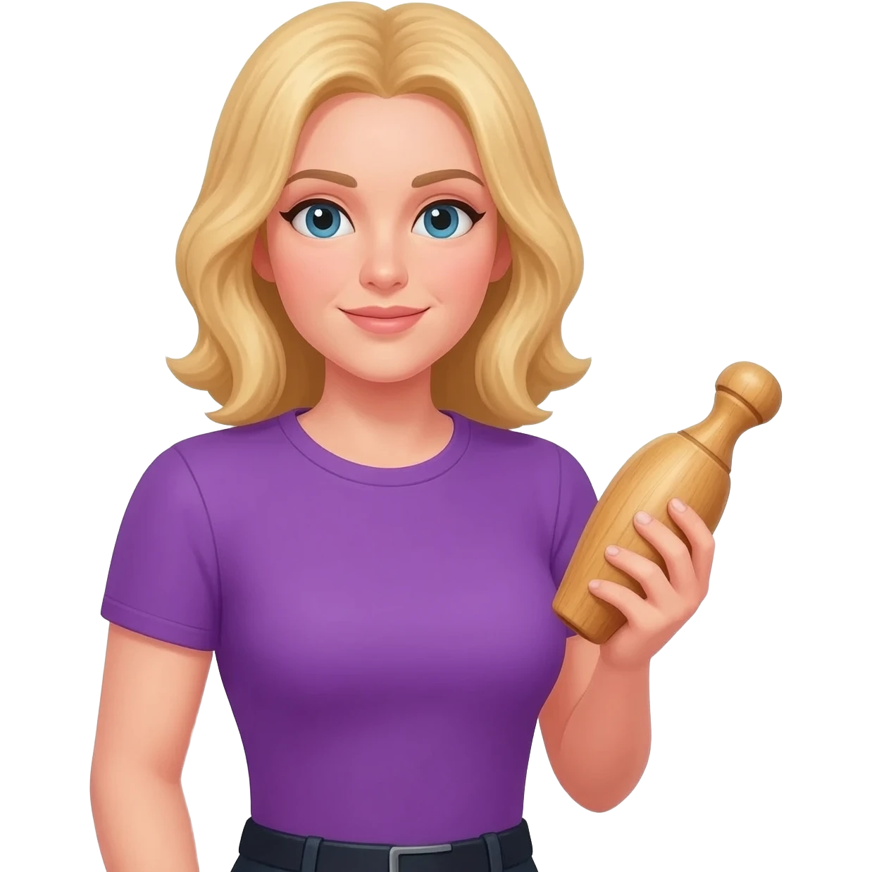 Edit this emoji so it is a blonde woman with a purple shirt holding a lawn bowl emoji