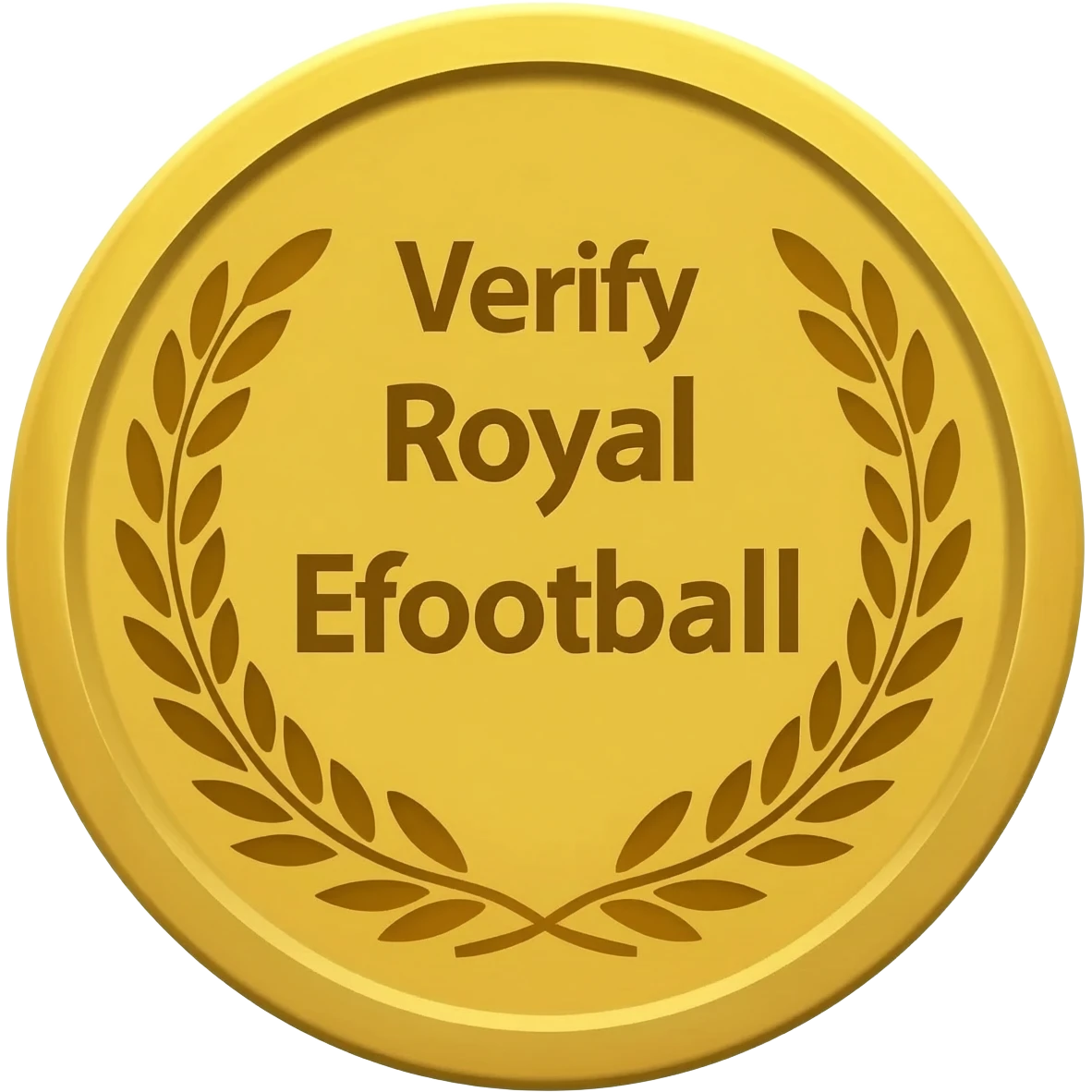 gold coin with "Verify Royal Efootball" level in center and minimal laurel emoji