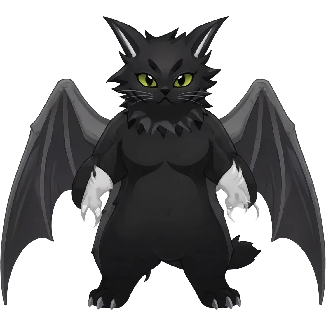 Black edgy Noivern-Noibat-Purloin-Torracat-Lykoi-Caracal-cat-Fakemon-fusion-hybrid-creature emoji