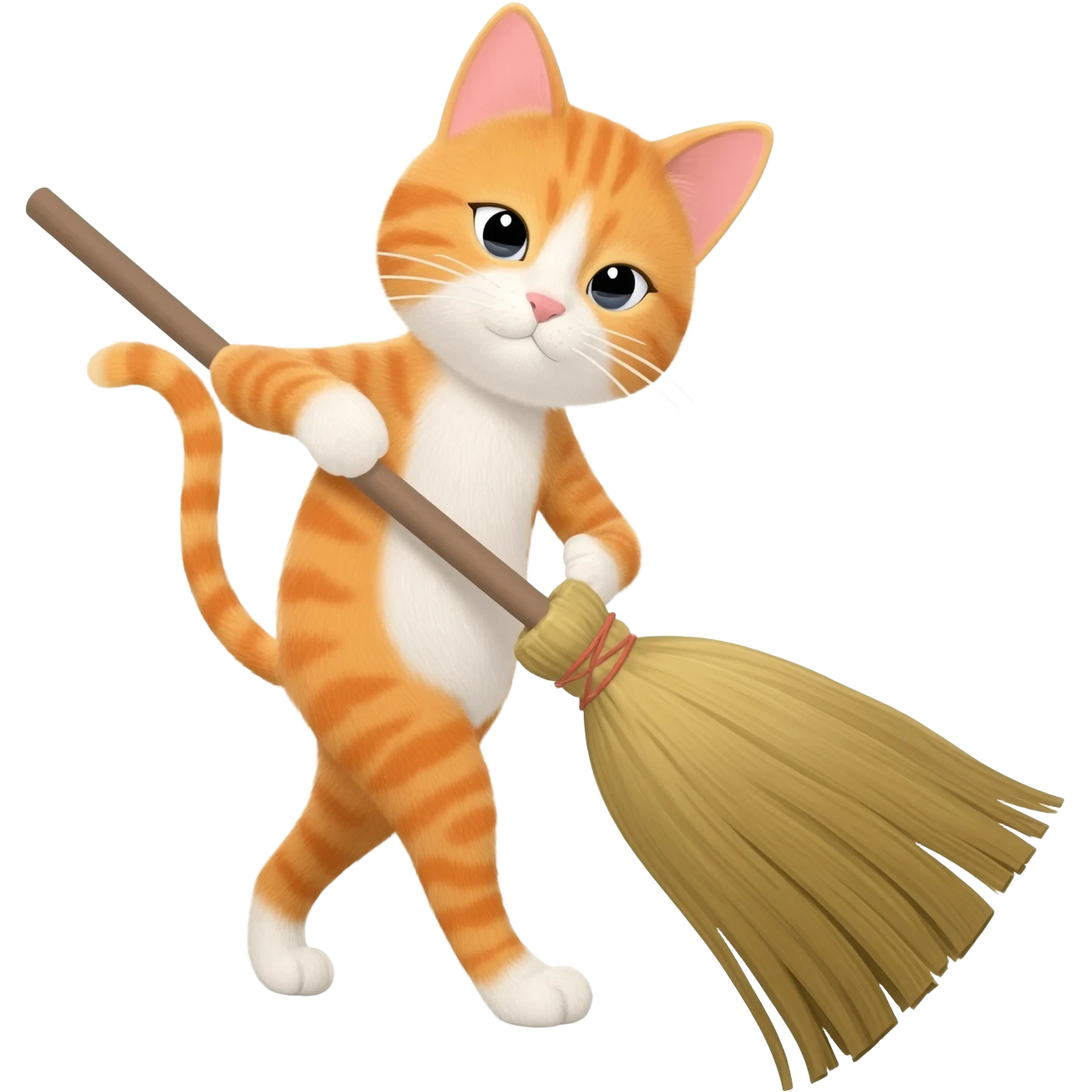 Cat sweeps away the letters with a broom emoji