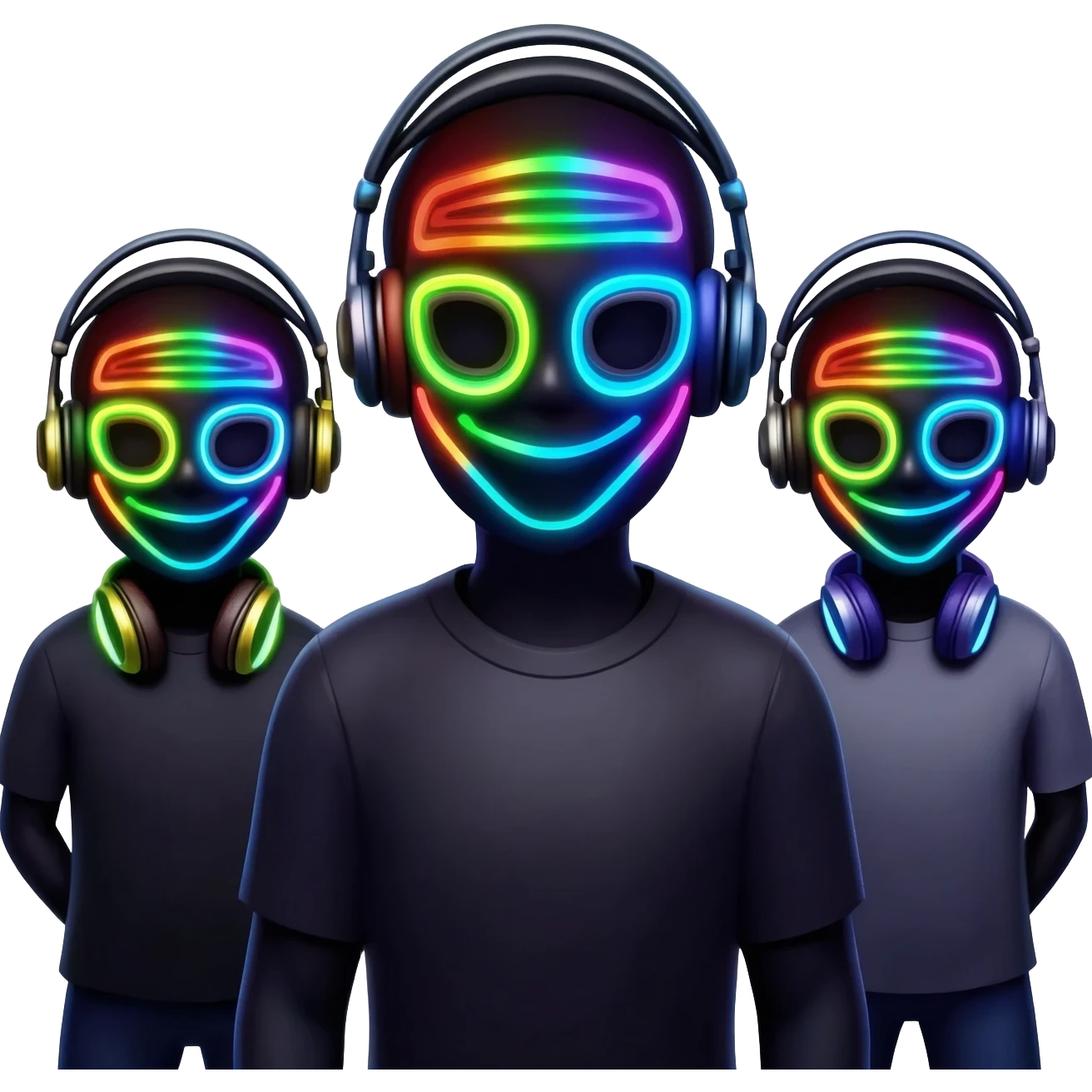 Trio dj with cool dj masks emoji