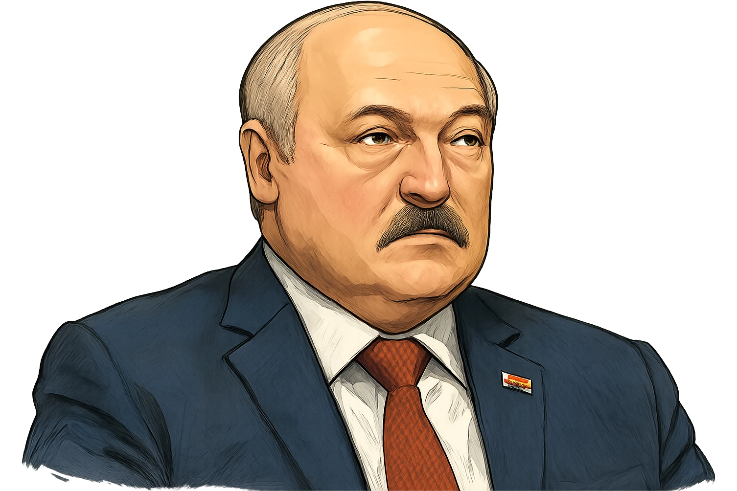 Александр Лукашенко в слегка рисованном, но при это объемный стиле, прозрачный фон emoji