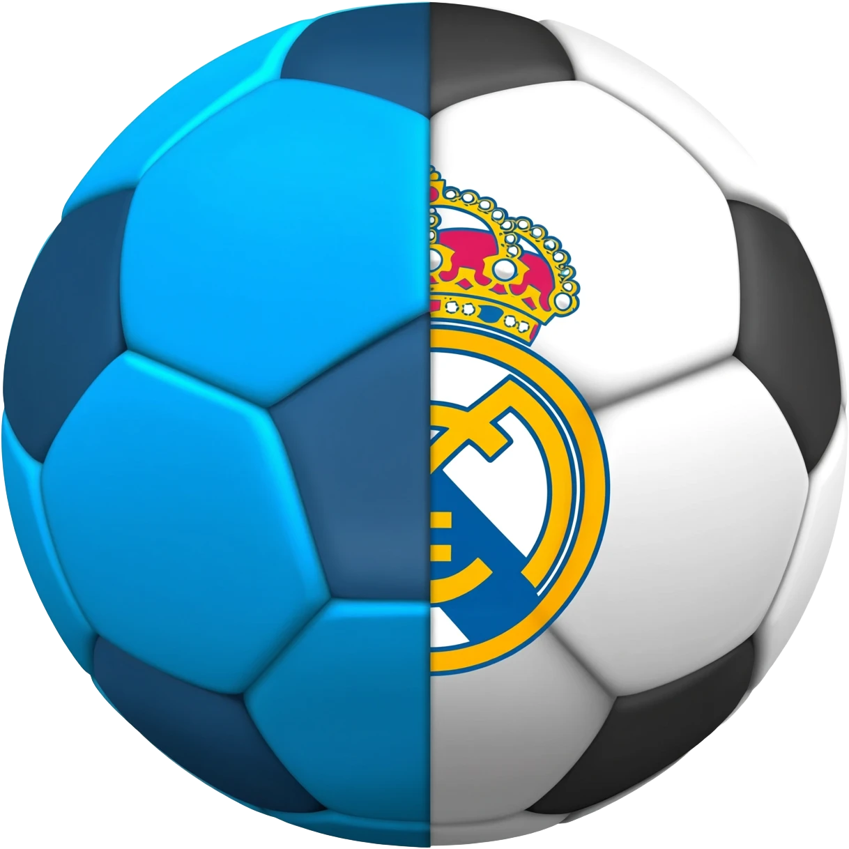 Quiero un emoji que refleje la rivalidad entre el Celta de Vigo (camiseta azul celeste)  y el Real Madrid emoji