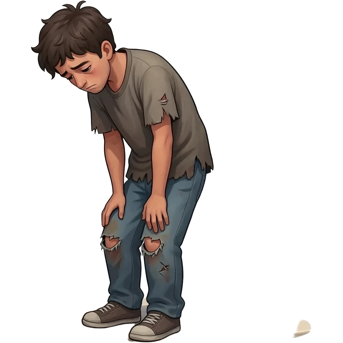 парень грустный бендый в рваной одежде растроенный и одинокий  ,  времена древнего иерусалима emoji