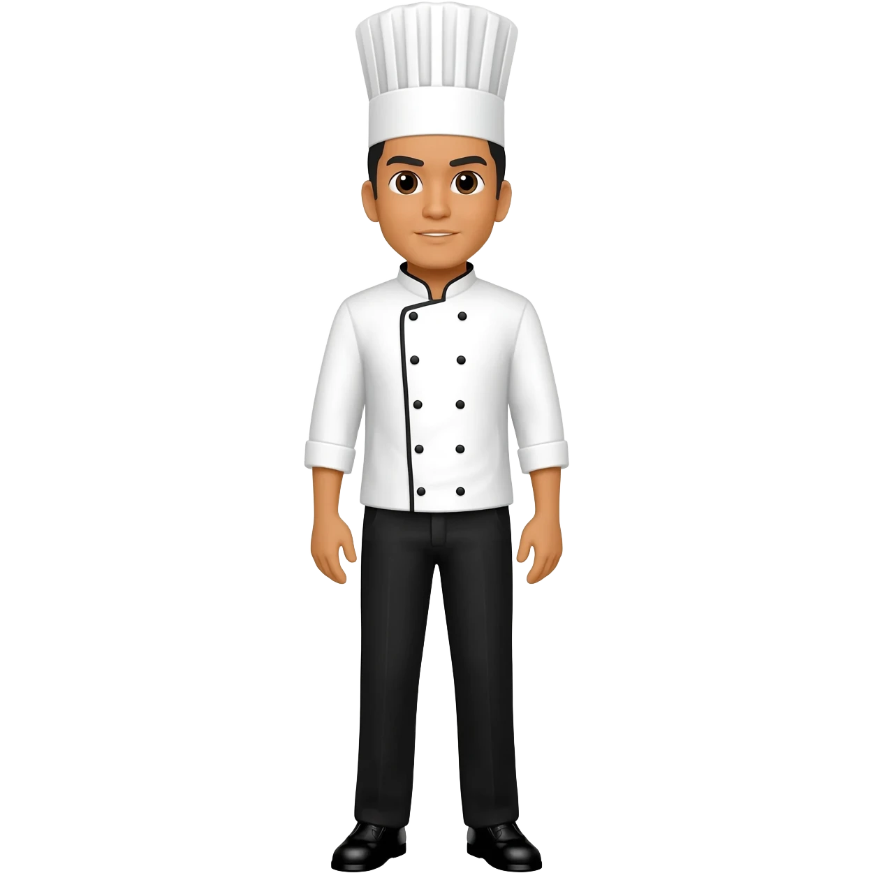 Filipino man chef uniform and black pants shoes emoji