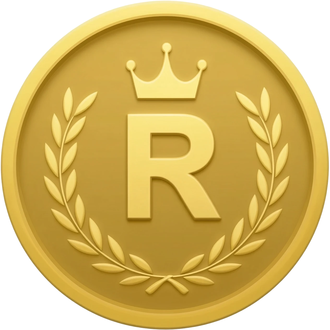 gold coin with "R crown" level in center and minimal laurel small emoji