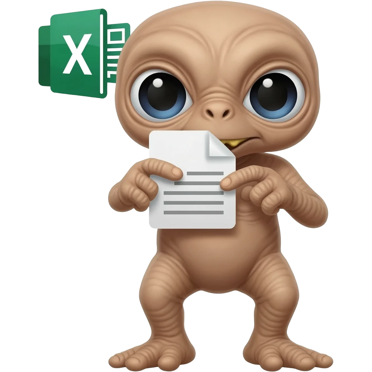 E.T. The Extra-Terrestrial from the movie eating an Excel file icon emoji