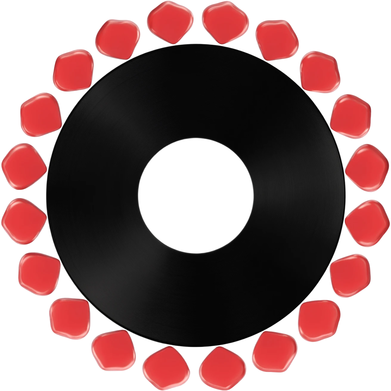 vinyl record with hearts around it emoji