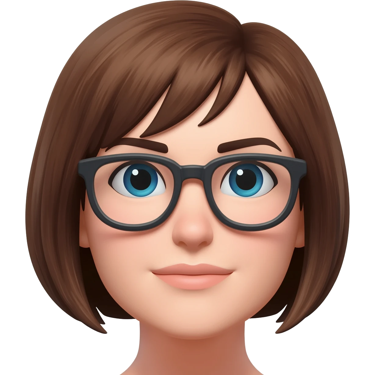 Female short brown  hair glasses emoji