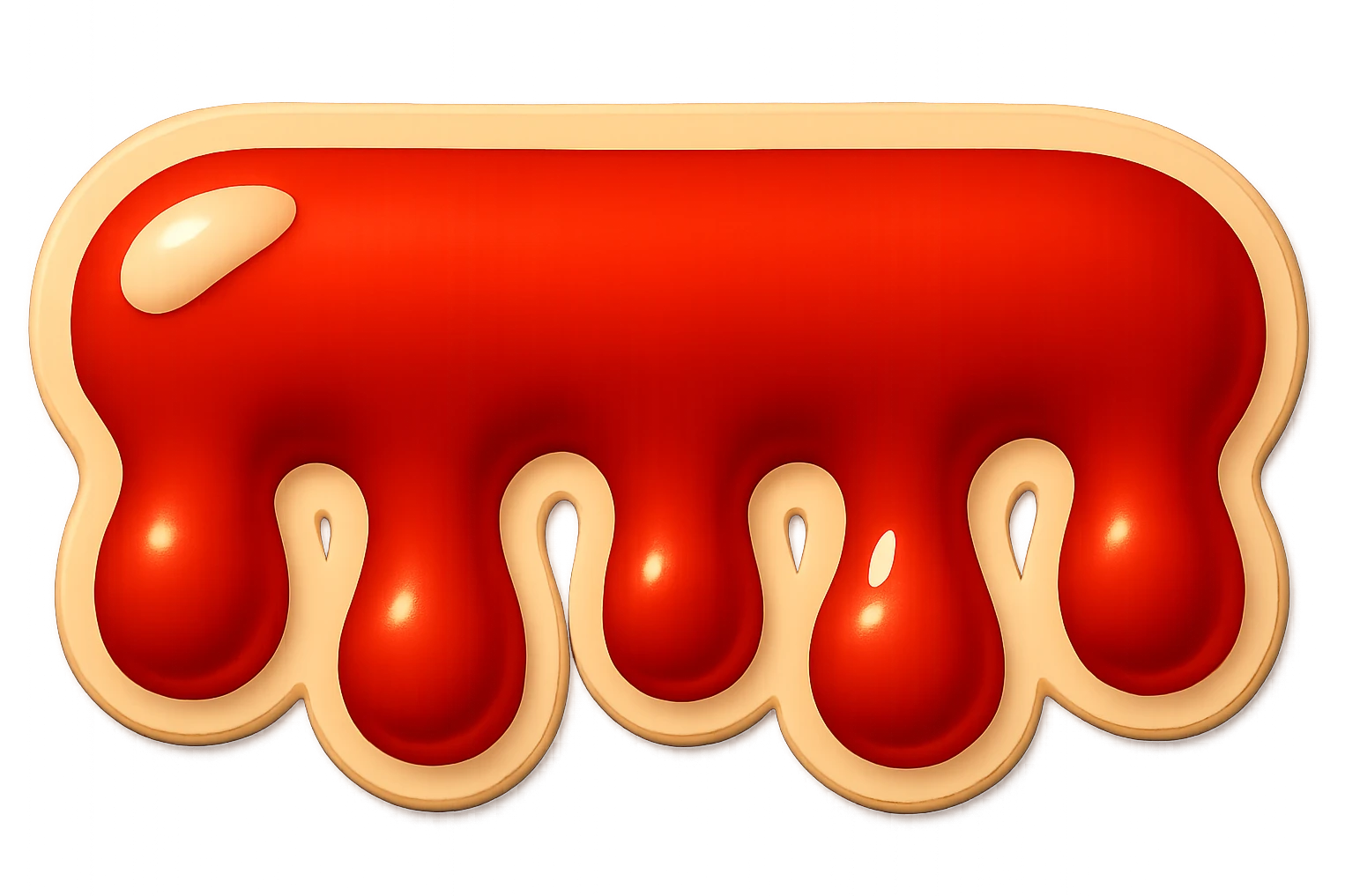 Make the overall image three times wider, filling in new short, fat, overlapping blood drips as needed to maintain the retro sticker style. Keep the transparent background. emoji