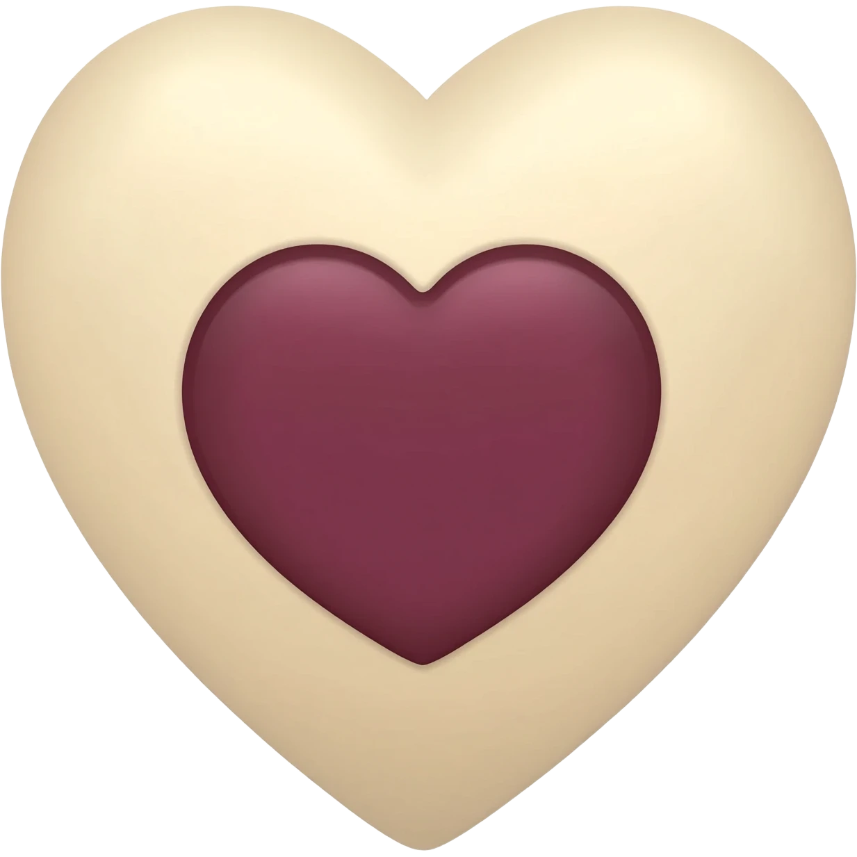 Creamheart with marroon colour heart inside it emoji
