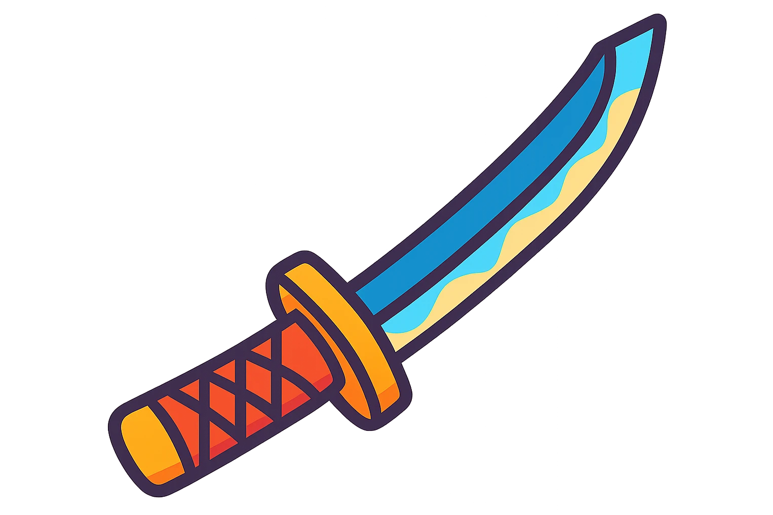 a katana, in a vibrant cartoon style emoji