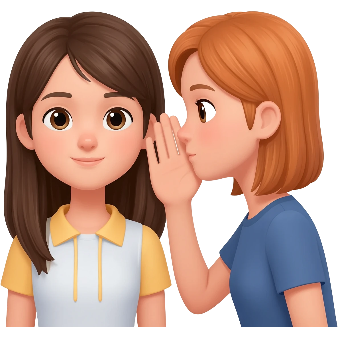 whispering in ear girl and girl emoji