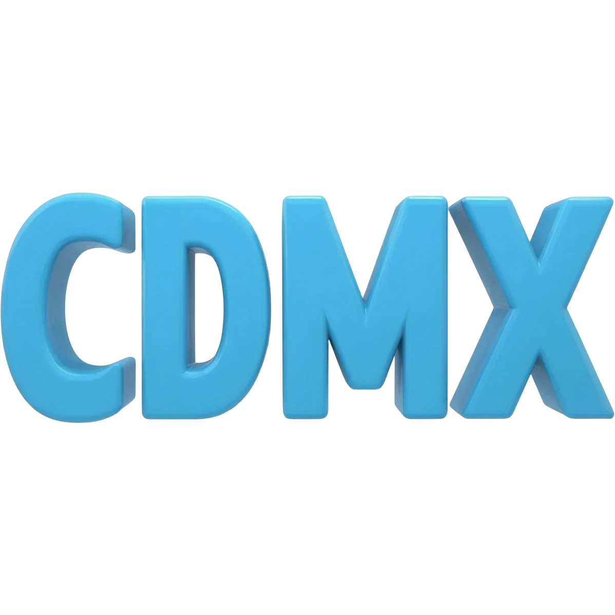 Las letras "CDMX" en 3D todas en color azul claro emoji