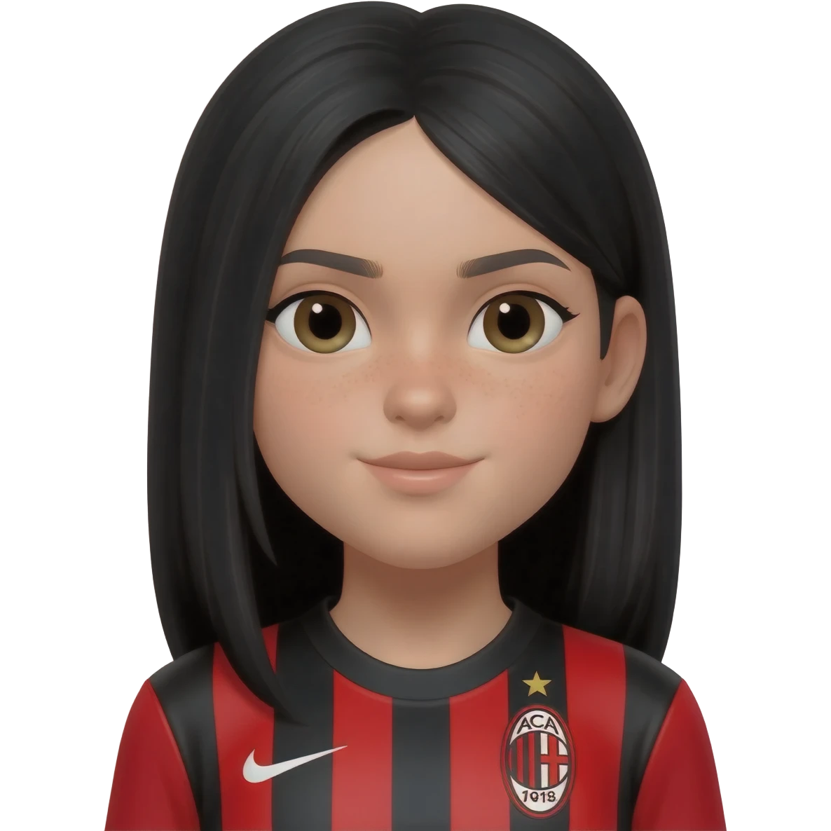 Ragazza capelli neri maglia milan emoji