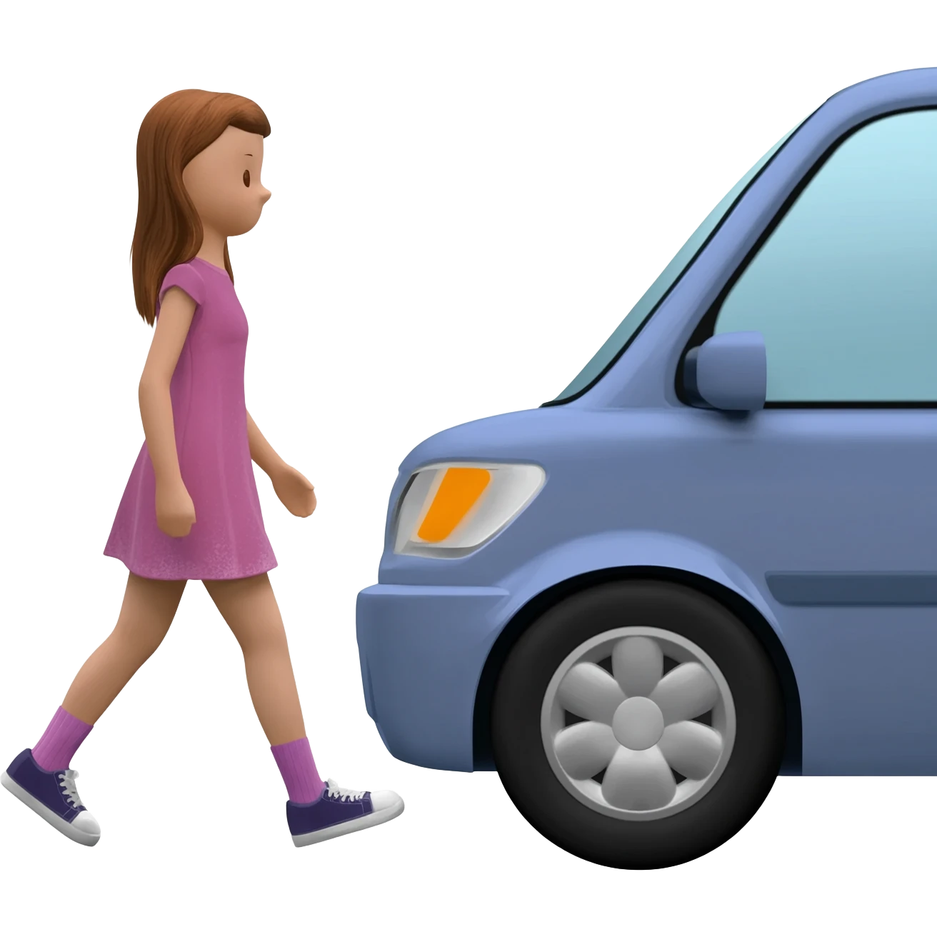 A girl walking to car emoji