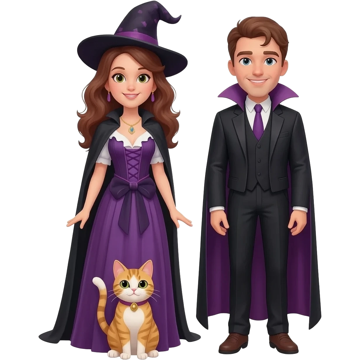 magician couple and their pet cat emoji