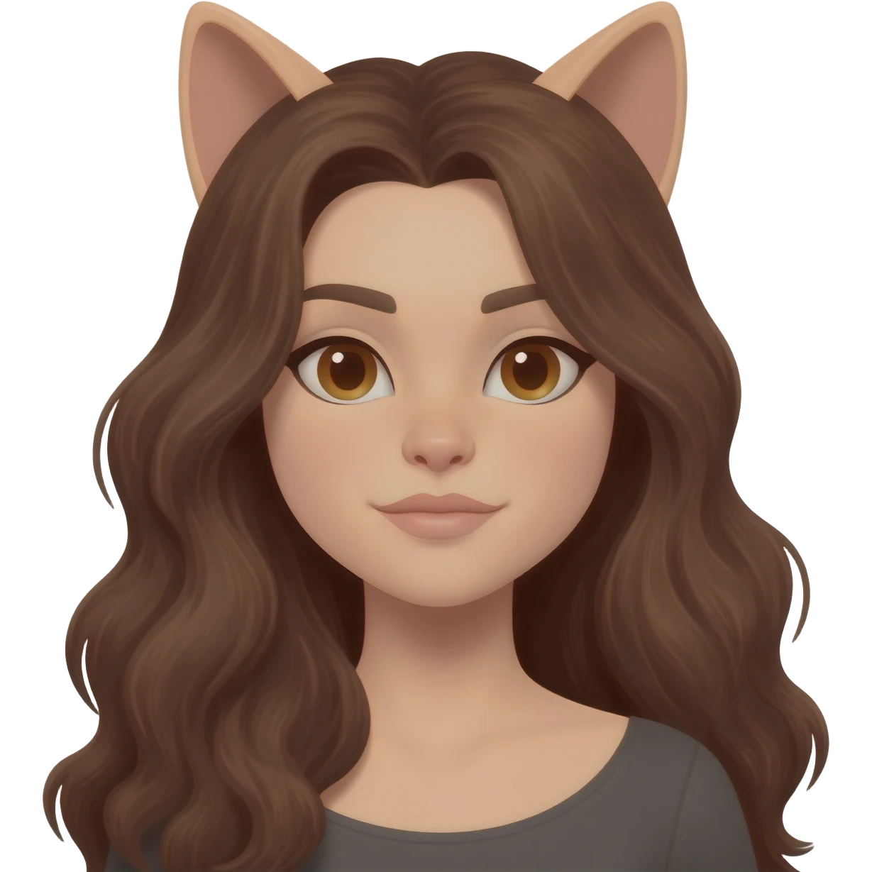 Cat woman with long hair and brown eyes emoji