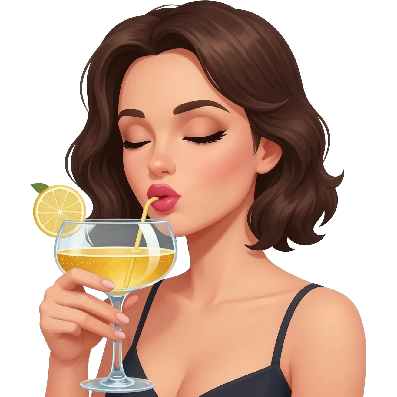 create an emoji with a mimosa and a sensual kiss emoji