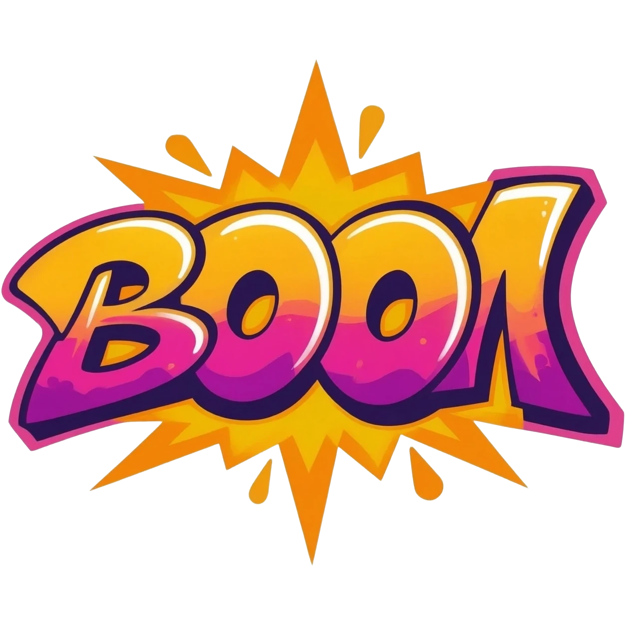 graffiti logo saying boom emoji