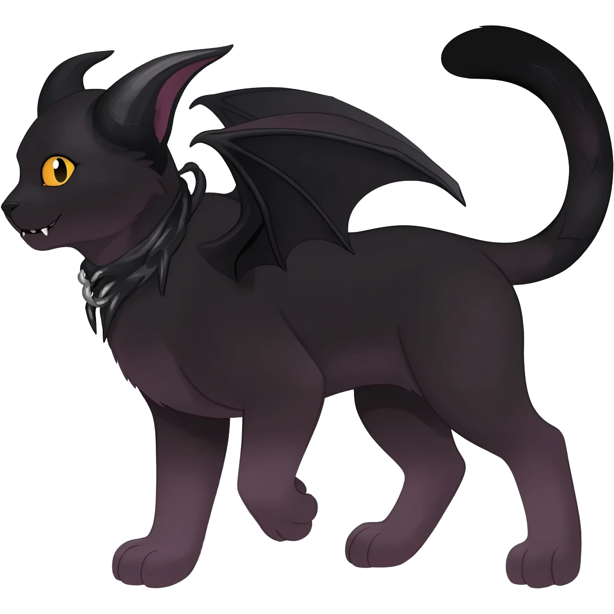 Dark Vampiric Black Lykoi-Caracal-Bat-Litten-Torracat-Noibat-Hybrid (Full body) emoji