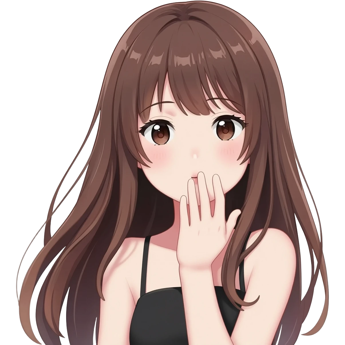 Anime girl long hairgiving a kiss emoji