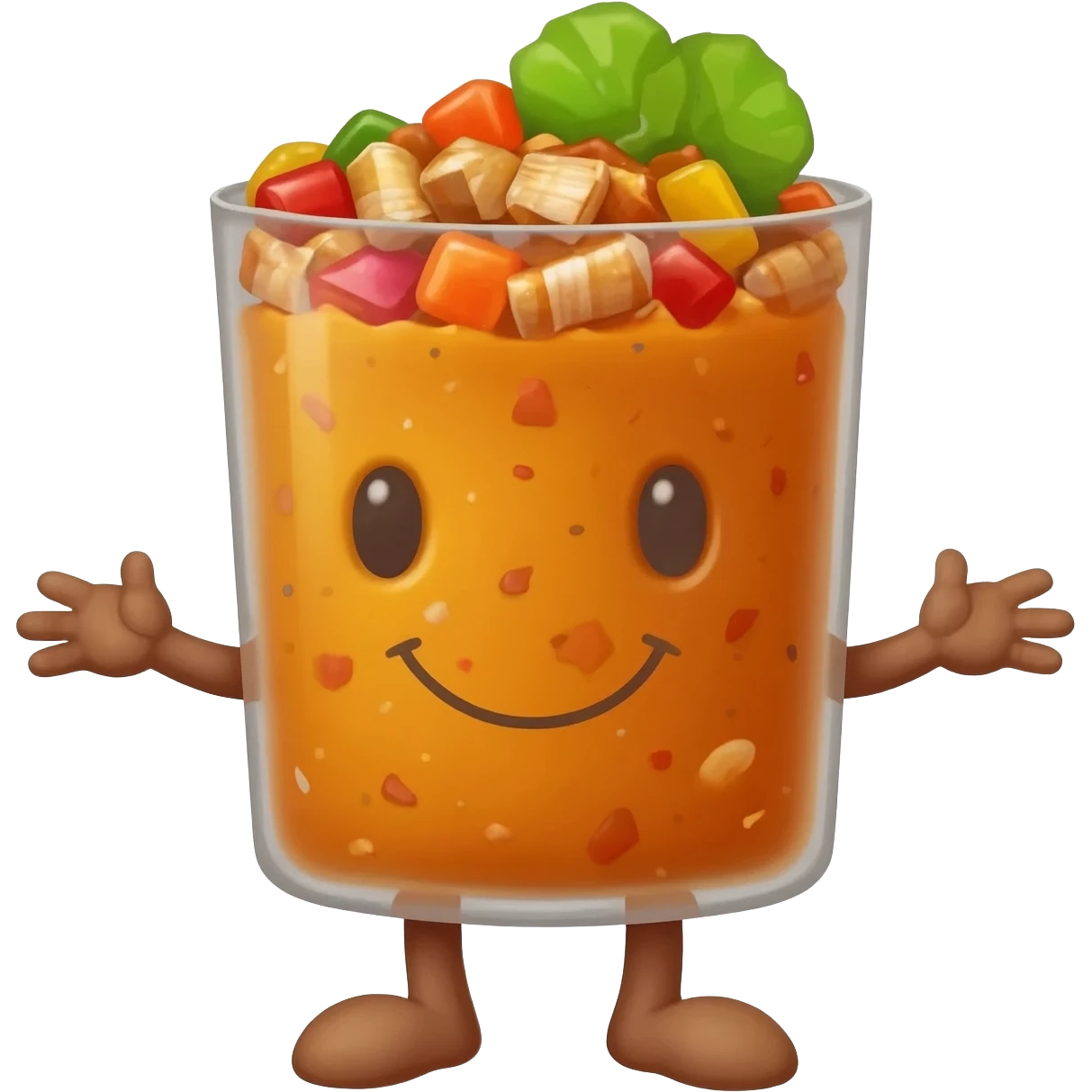 una jicaletacon manos y piernas, amigable, llena de chamoy y miguelito por arriba bien rica, emoji