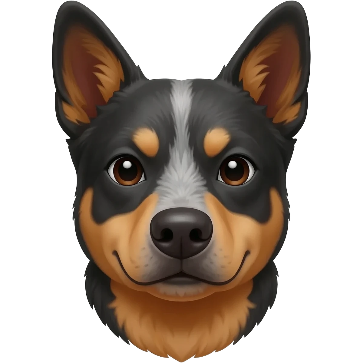 Just face and neck of a Bentley stared Australian cattle dog red chest and has dark arond nose. emoji