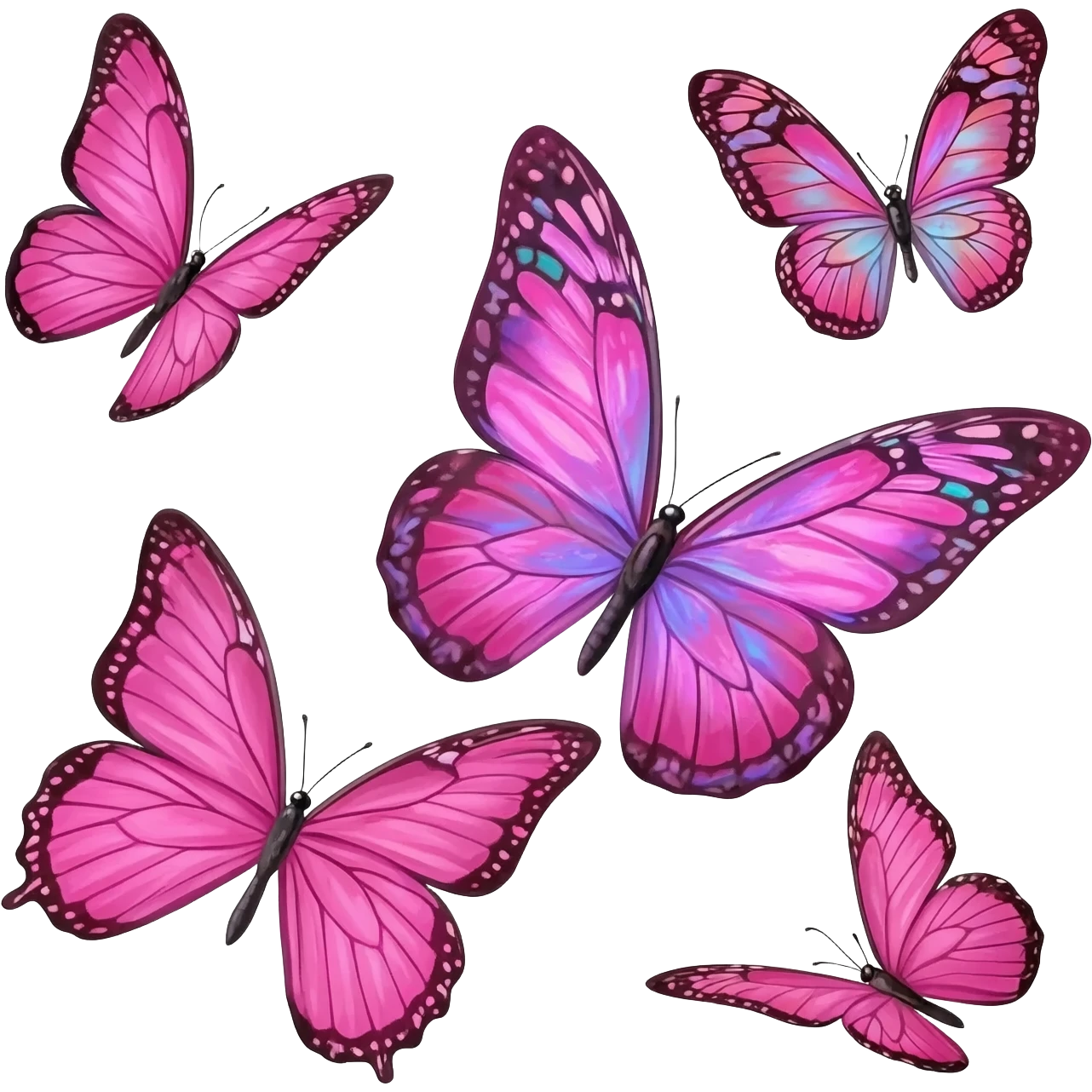 Cute multiple pink butterflies with lots of detail flying around emoji