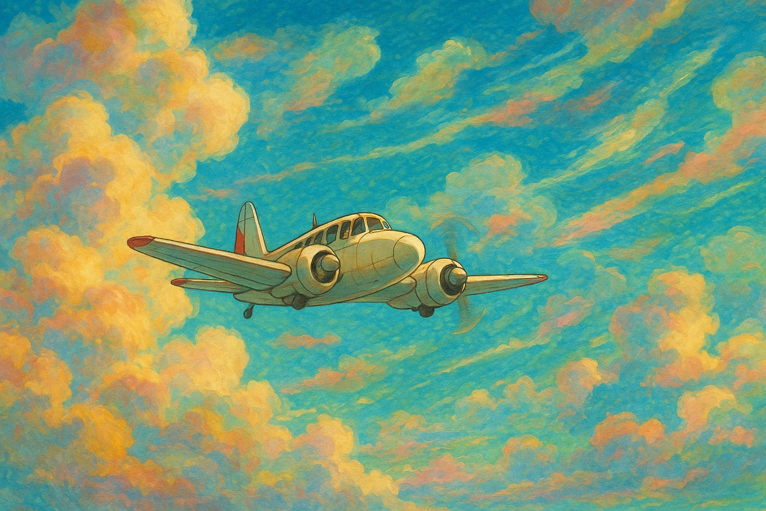 airplane, ghibli style emoji