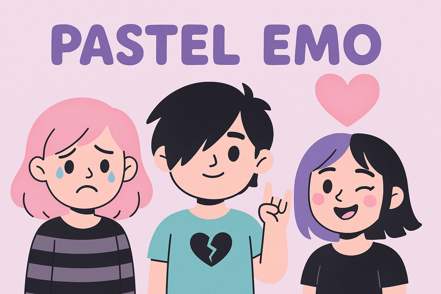 pastel emo banner with a heart accent, cute, expressive, minimal, variation 3 emoji