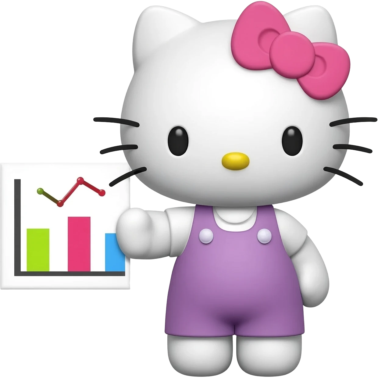 hello kitty with a graph and presenting economics emoji
