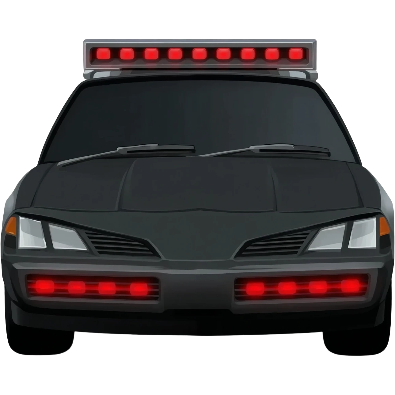 KITT the black Trans Am from the Knight Rider TV show with the scanner bar of red lights at the front of the hood emoji