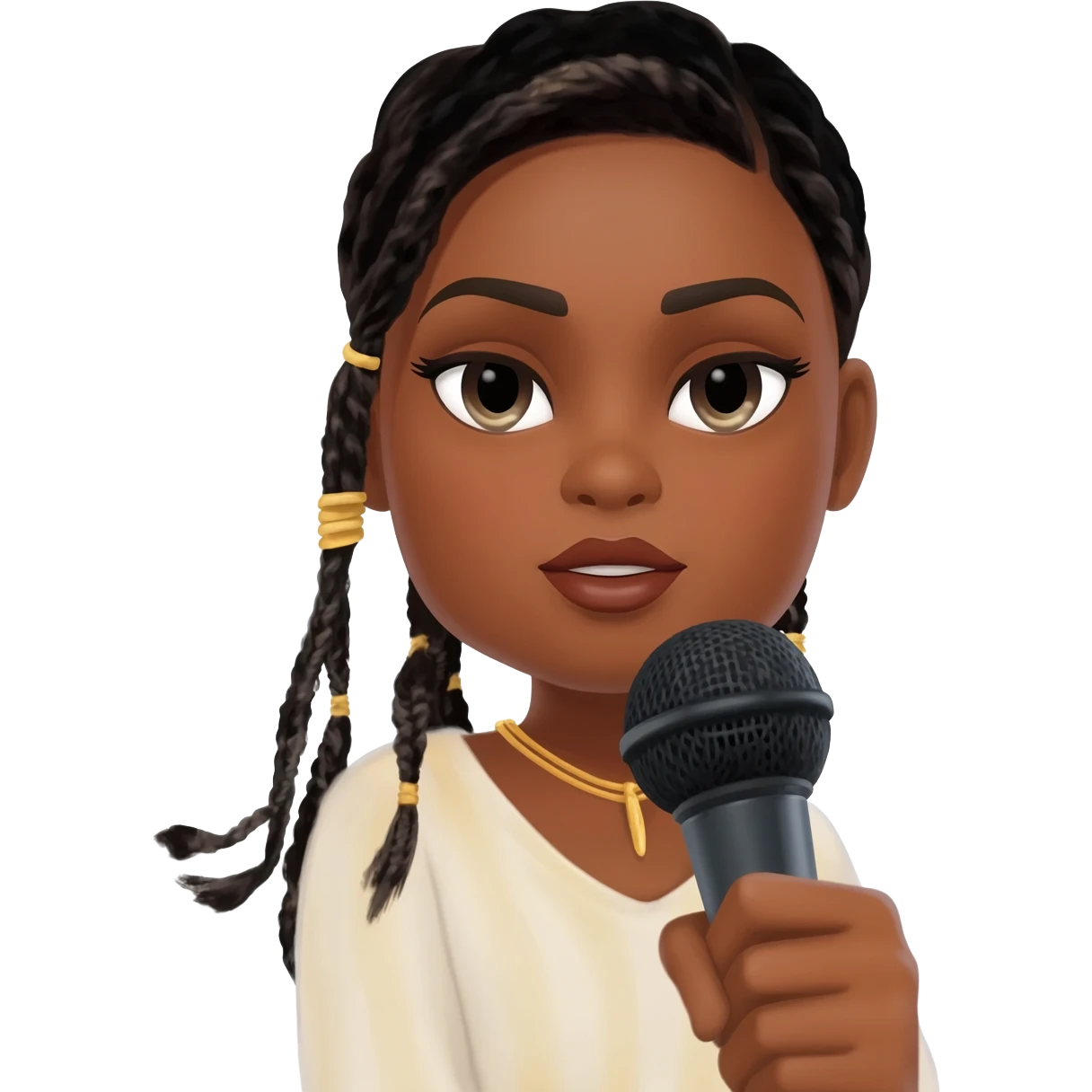 Gonemili Grace chante avec un micro en main emoji