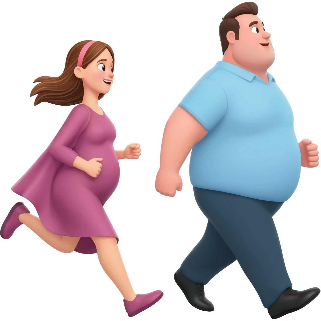 pregnant women runinng after a fat man emoji