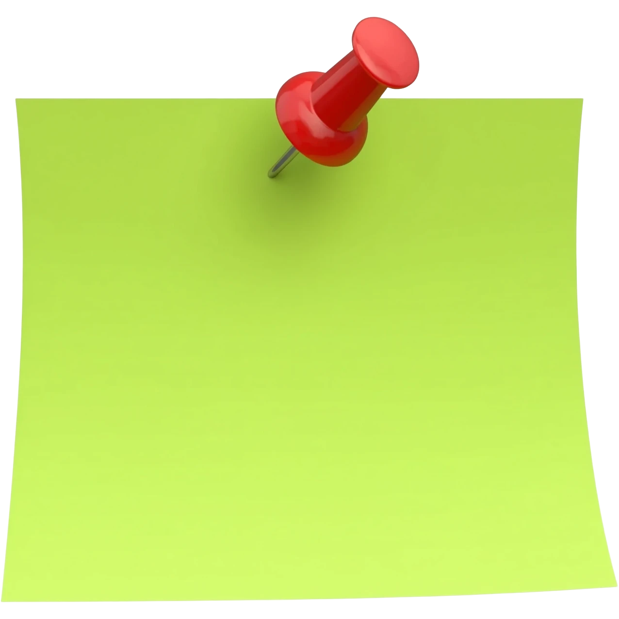 Hoja de nota verde foforecente con tachuela de color roja emoji