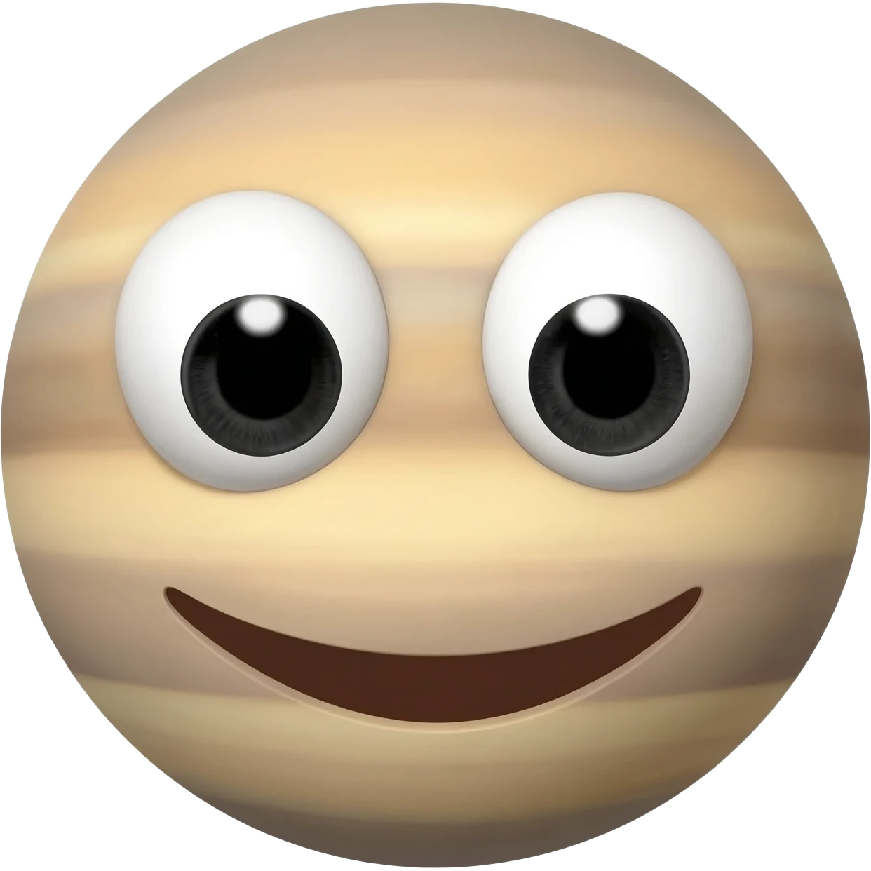 remake this image of uranus but make the eyes bigger with white eyes and black irises.  Also give him a big smile emoji