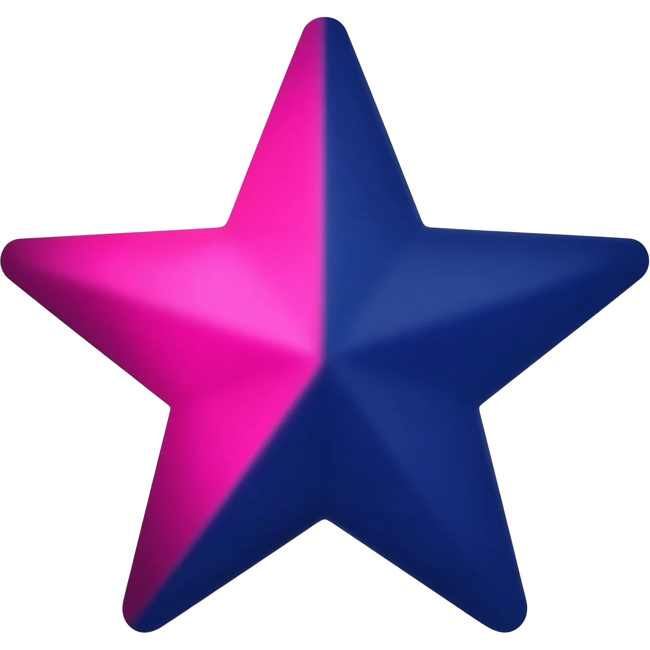 Una estrella rosa esendido con azul marino juntas de que una mitad sea rosa  encendido y la otra azul marino emoji