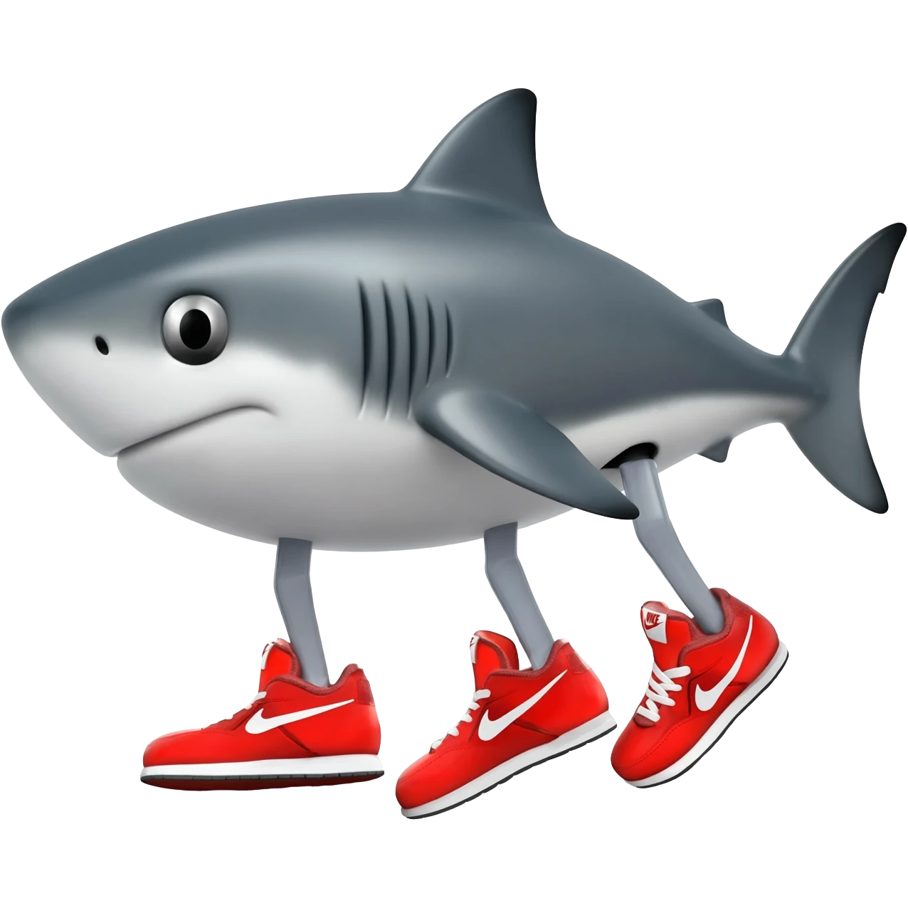 Tiburón con tres patas y tenis nike emoji