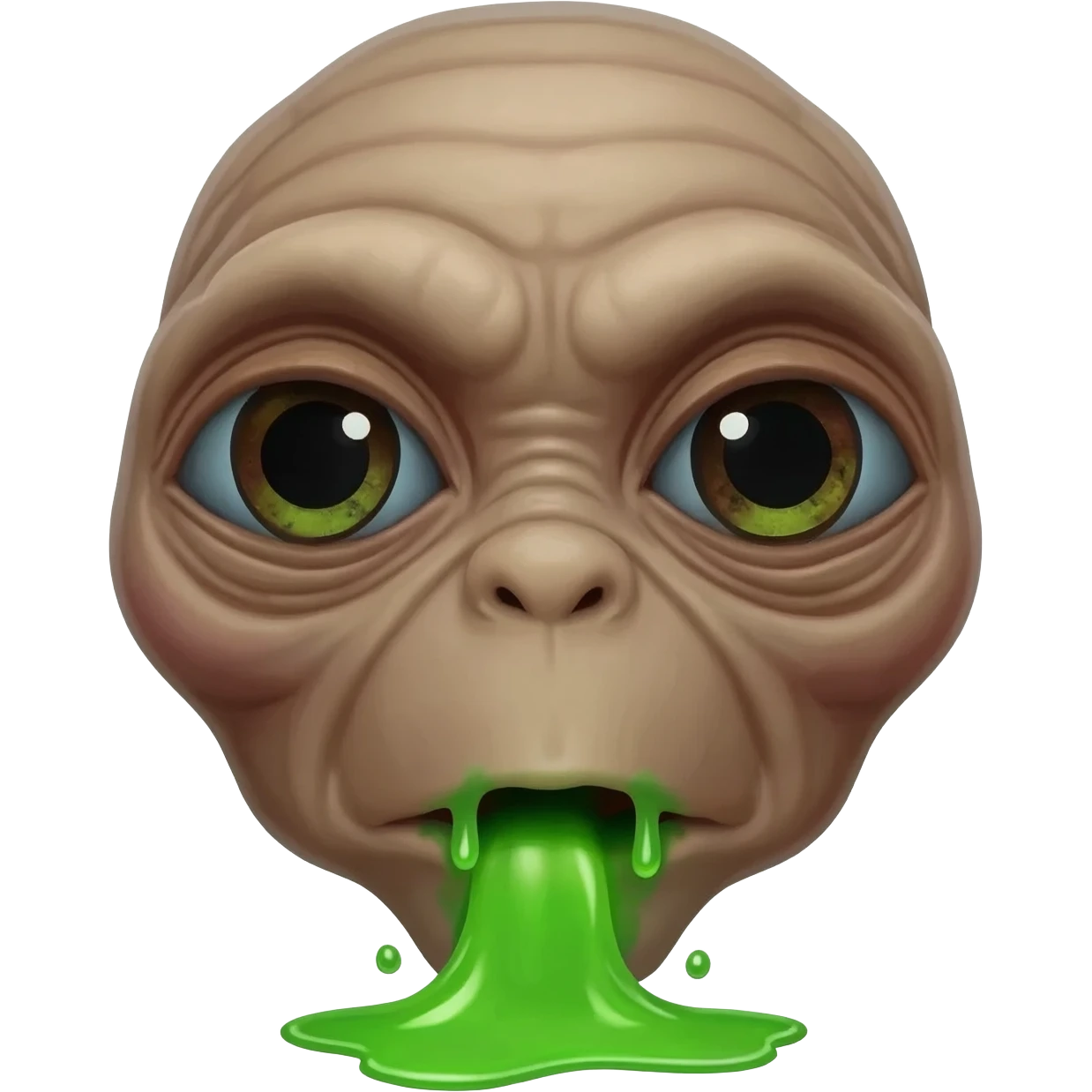 E.T. The Extra-Terrestrial from the movie puking green liquid emoji