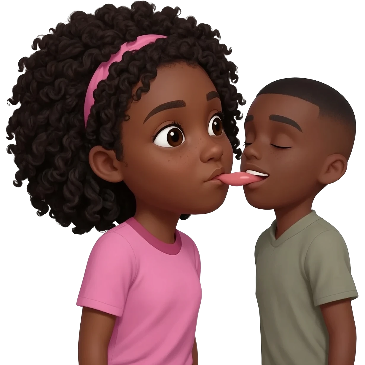 Black girl, sucking black boy, dick emoji