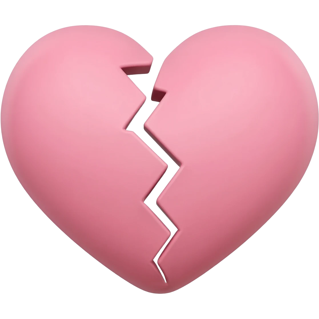 Minimalist 3D rendered pink headphone icon, inspired by Apple Color Emoji and AirPods Max style, soft matte finish, light baby pink color, clean lines, simple design, bright even studio lighting, clean solid white background, high-definition, detailed and smooth renderCoração partido emoji