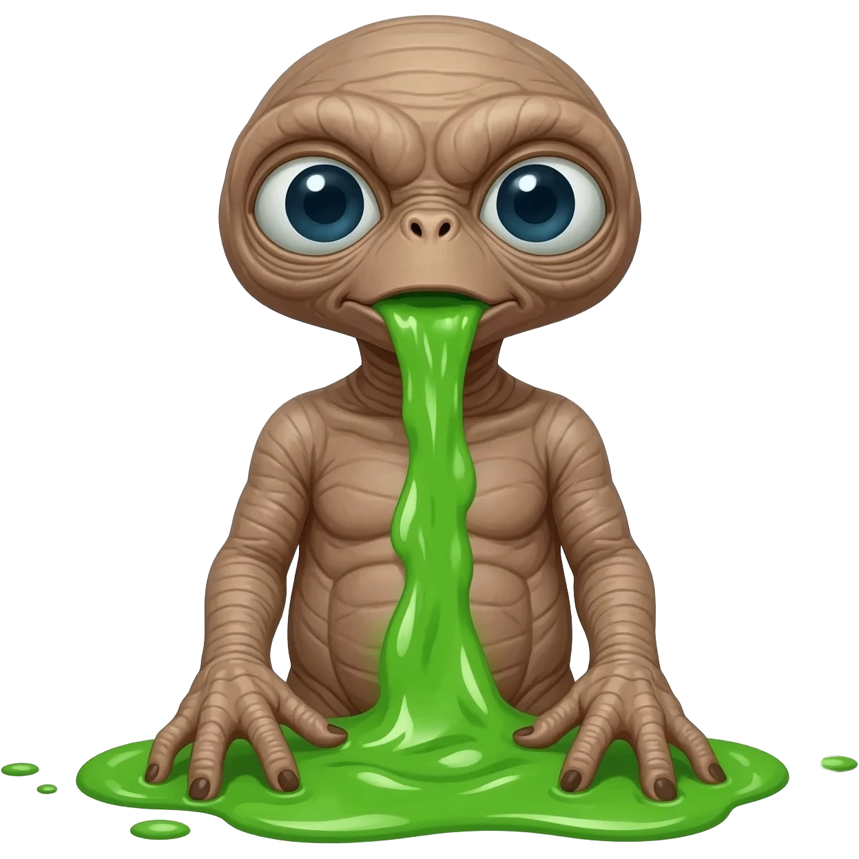 E.T. The Extra-Terrestrial from the movie puking green liquid emoji
