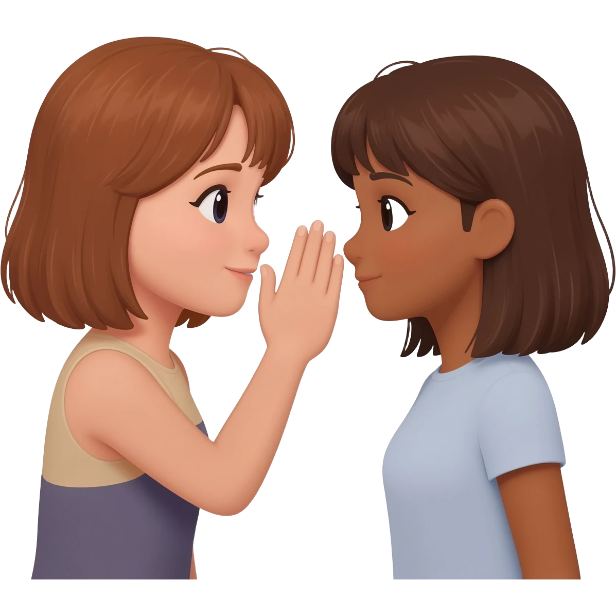 whispering in ear girl and girl emoji