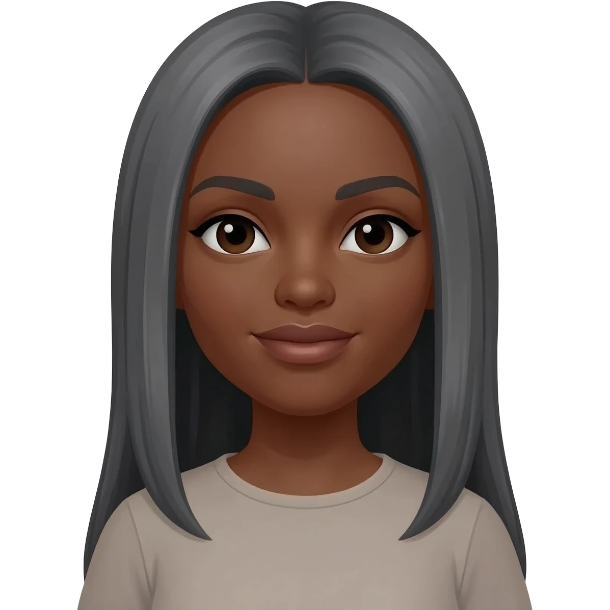 Gray hair  black woman longer straight hair emoji