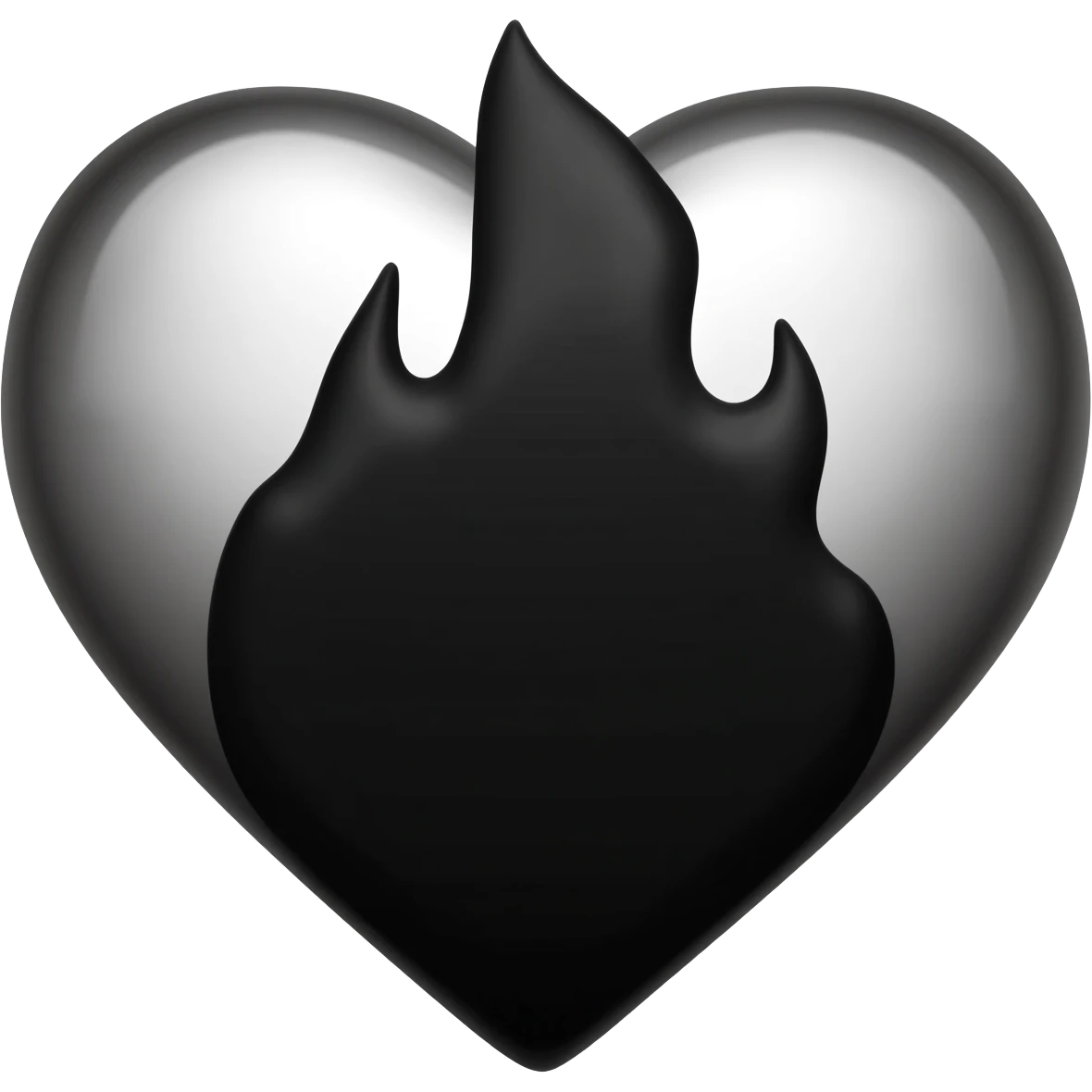 generate a black heart with a black flame emoji