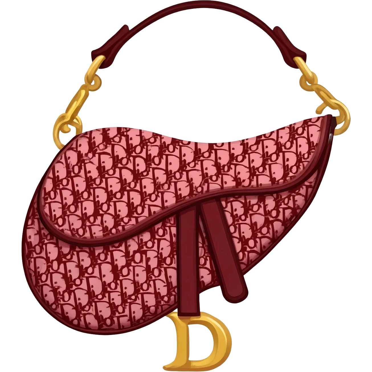red dior printed saddle bag emoji