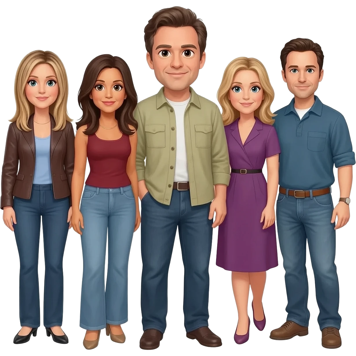 The cast of friends: Jennifer Aniston Courtney cox David schwimmer, Lisa kudrow, Matt Leblanc, Matthew Perry emoji