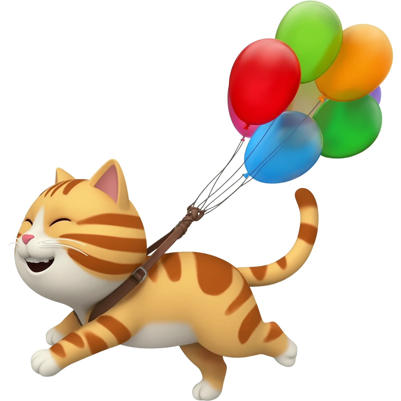happy cat being carried away by balloons emoji
