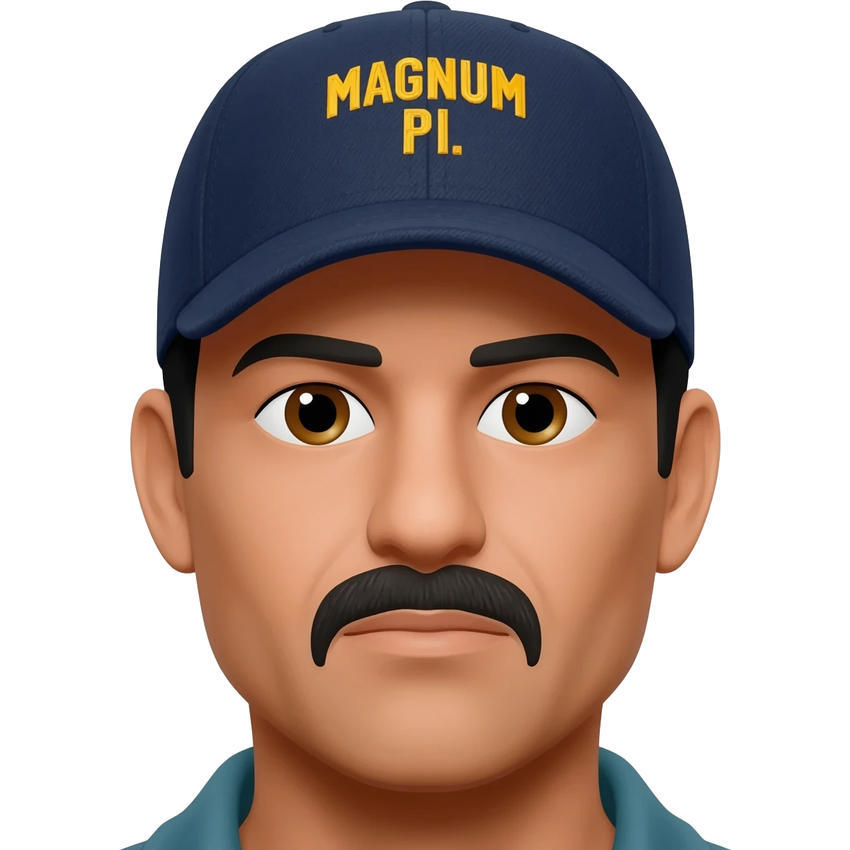 Magnum pi with ball cap emoji